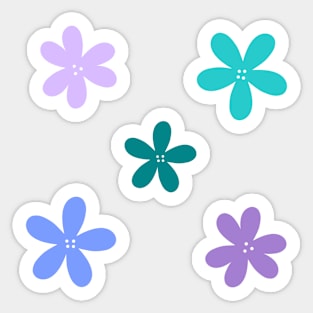 Abstract Flowers - digital lavender, tranquil blue, verdigris green Sticker